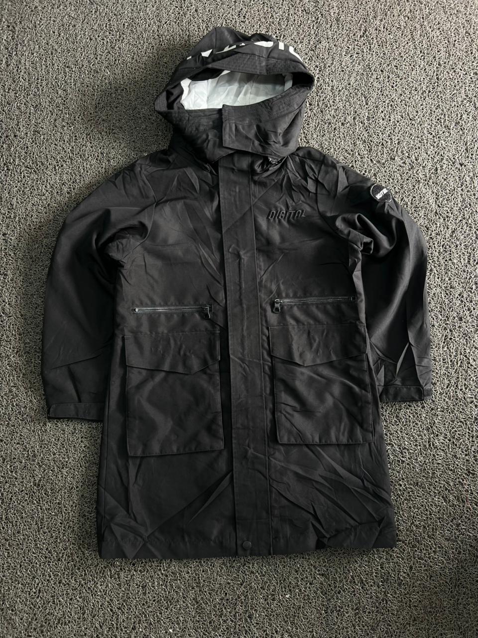 Digital Utility Hooded Parka Jacket – Black | Waterproof Multi-Pocket Outdoor Coat