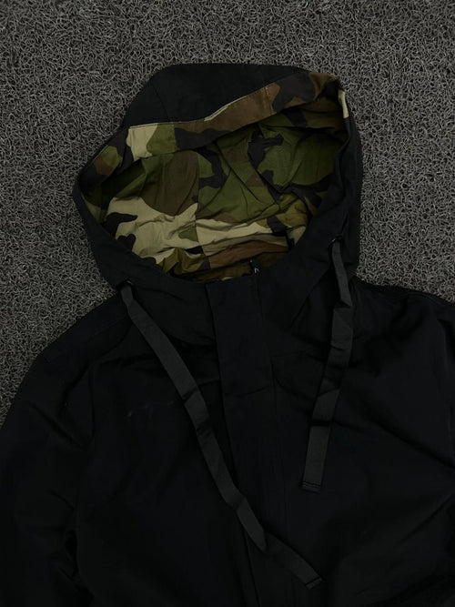 Black Hooded Utility Parka Jacket – No Zip &  Front Buttons Available