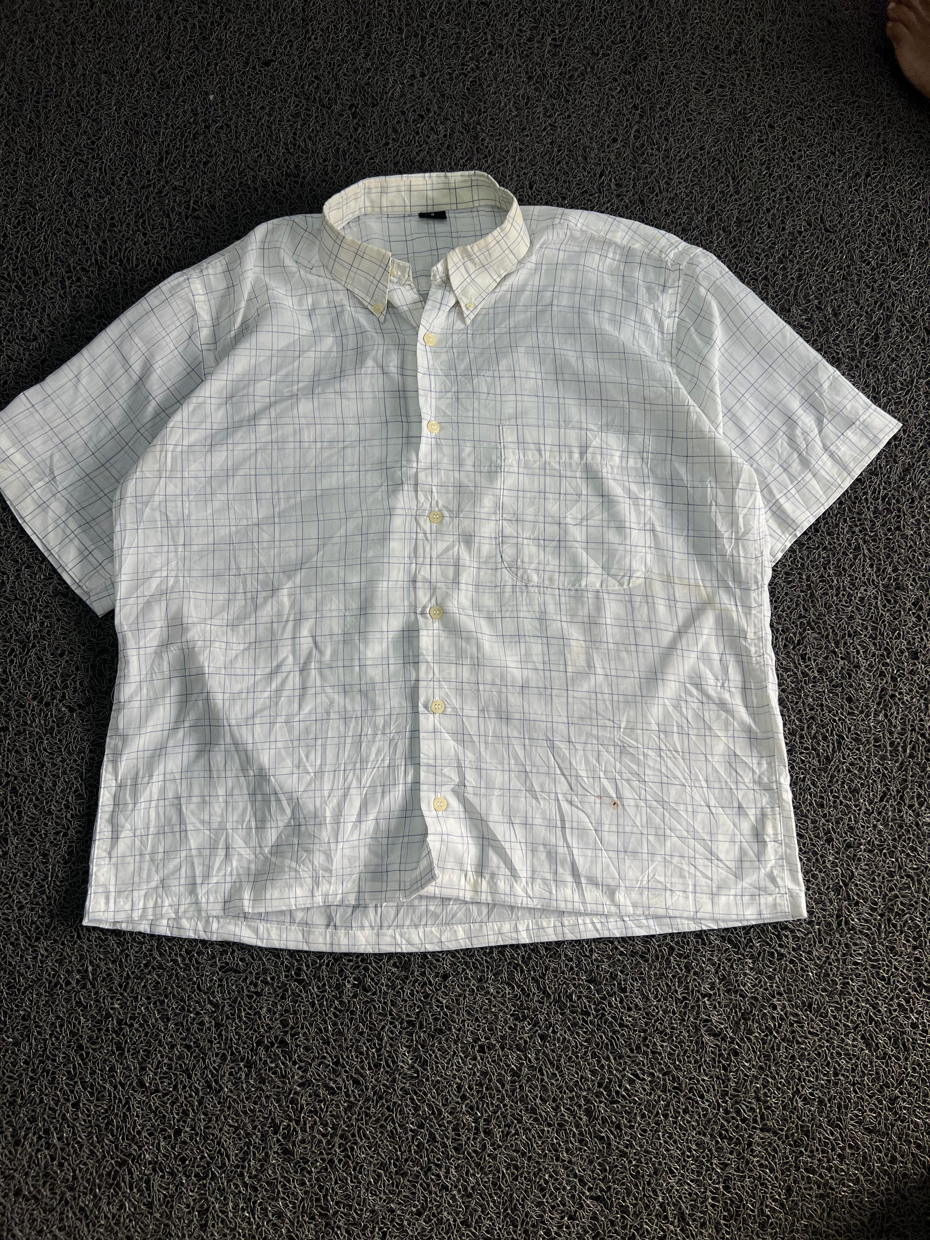 Thrifted Metallica Skull Graphic White Check Shirt(⚠️ Small Damage)