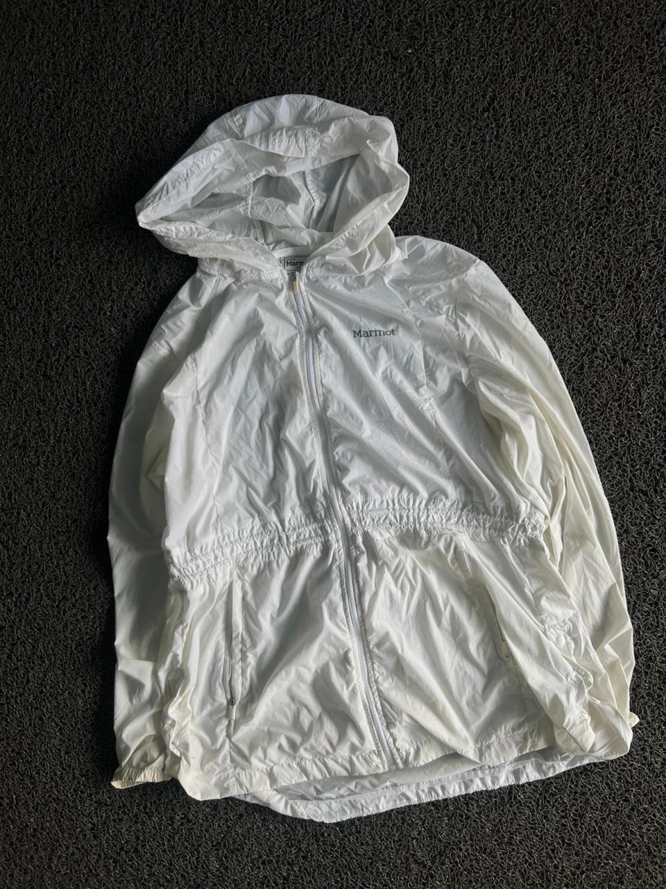 Marmot White Lightweight Hooded Windbreaker Jacket