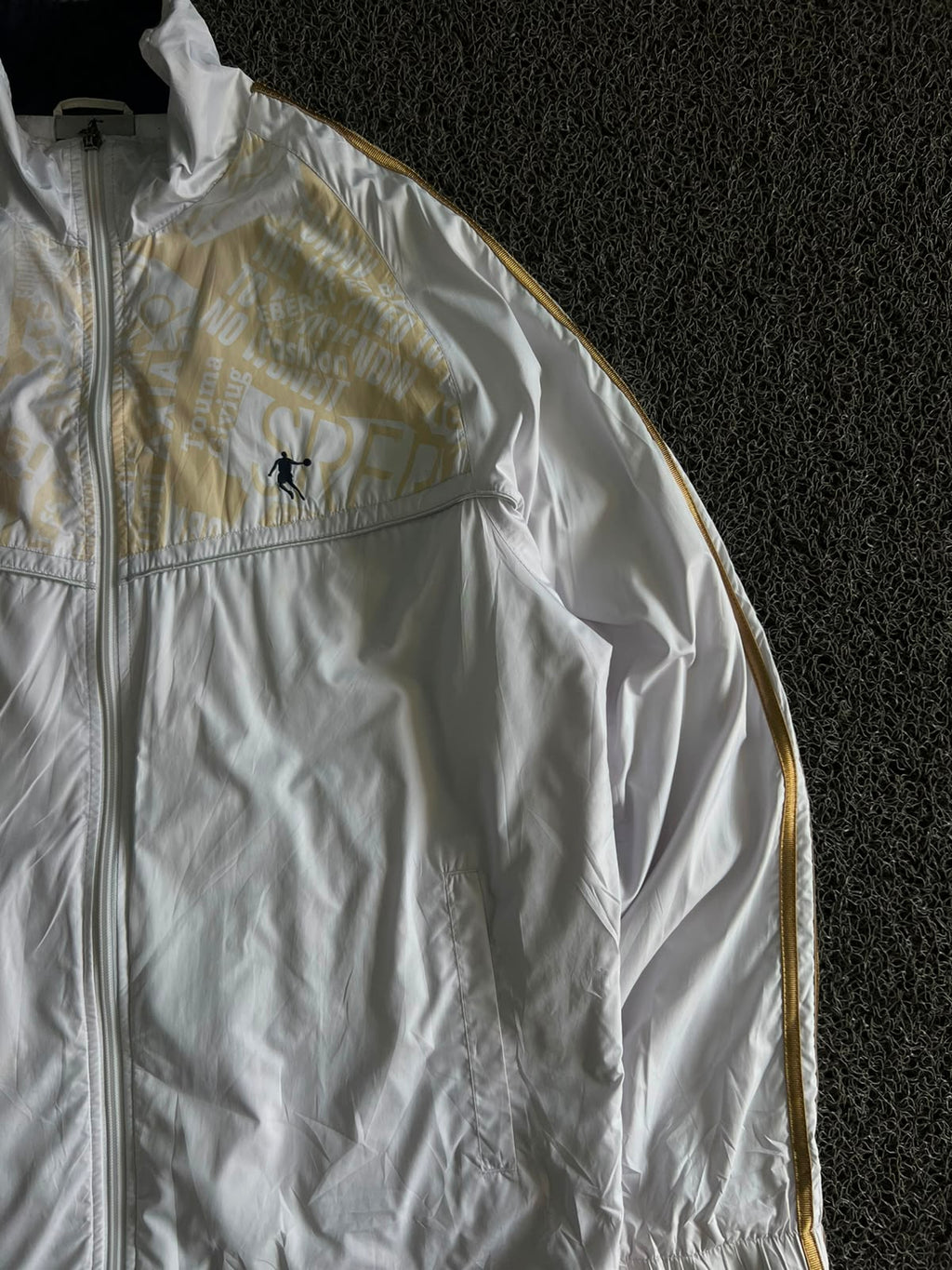 Jordan White & Gold Full-Zip Track Jacket | Lightweight Windbreaker
