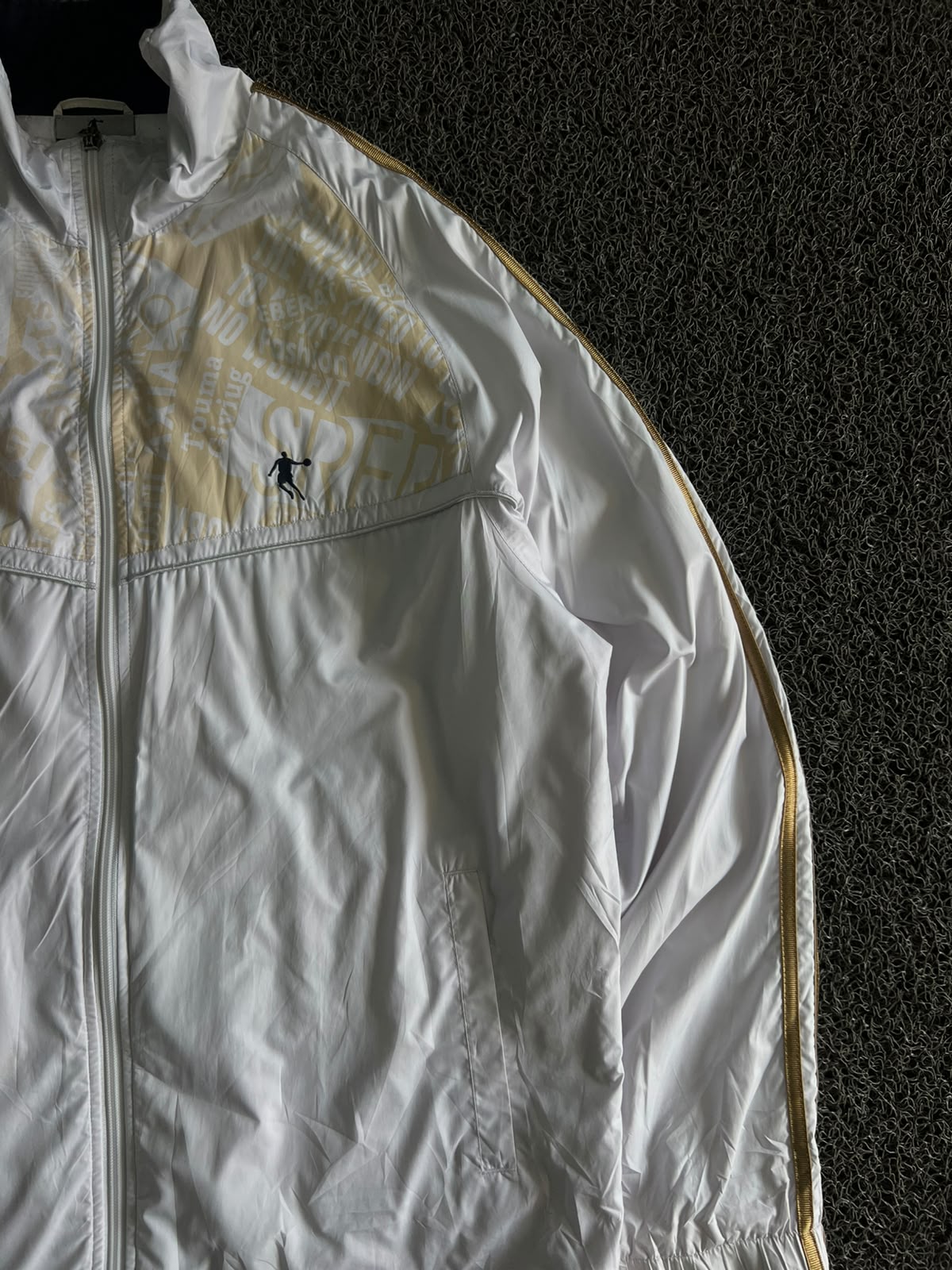 Jordan White & Gold Full-Zip Track Jacket | Lightweight Windbreaker
