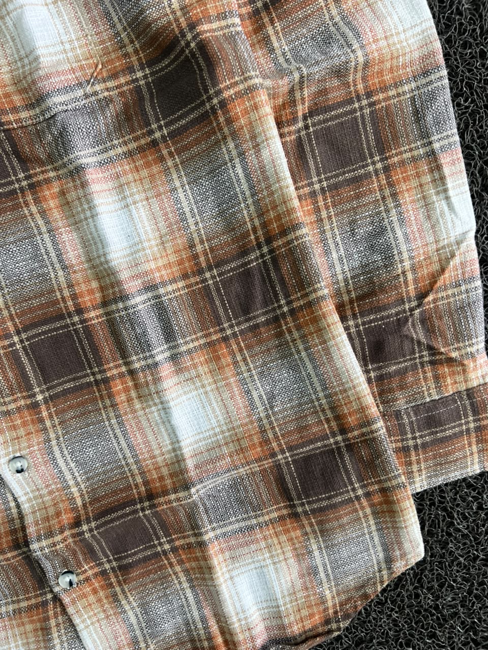 SKINN Colors Smart Fit Brown & Orange Plaid Flannel Shirt