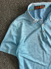 Men’s Light Blue Textured Polo T-Shirt with Contrast Collar