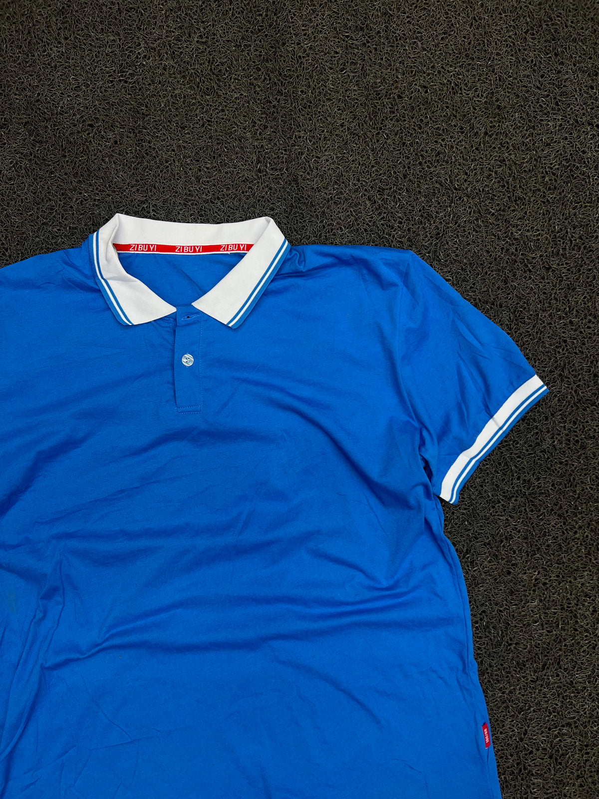 Vintage Blue & White Striped Collar Polo T-Shirt