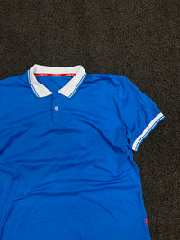 Vintage Blue & White Striped Collar Polo T-Shirt