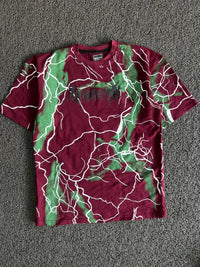 Maroon & Green Lightning Print Graphic T-Shirt