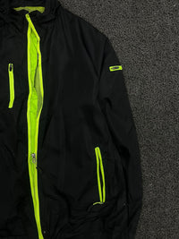 Black Lightweight Outdoor Jacket with Neon Green Zips & Multiple Pockets ⚠️ No Zip