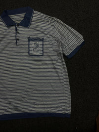 Striped Polo T-Shirt with Contrast Collar and Chest Patch
