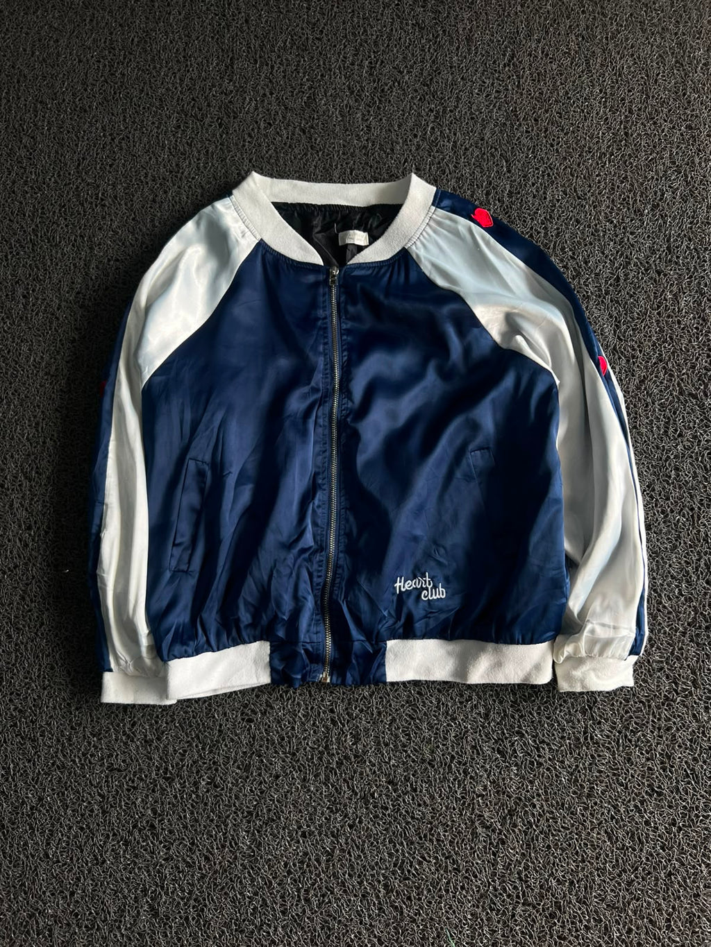 Heart Club Lightweight Satin Varsity Jacket