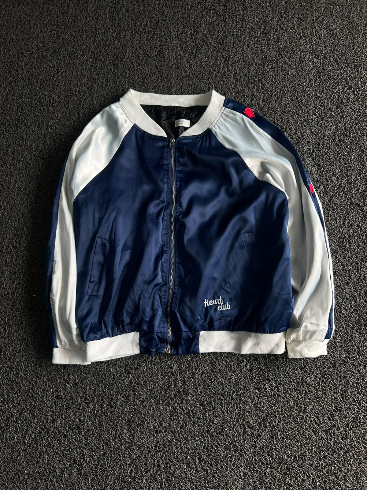Heart Club Lightweight Satin Varsity Jacket