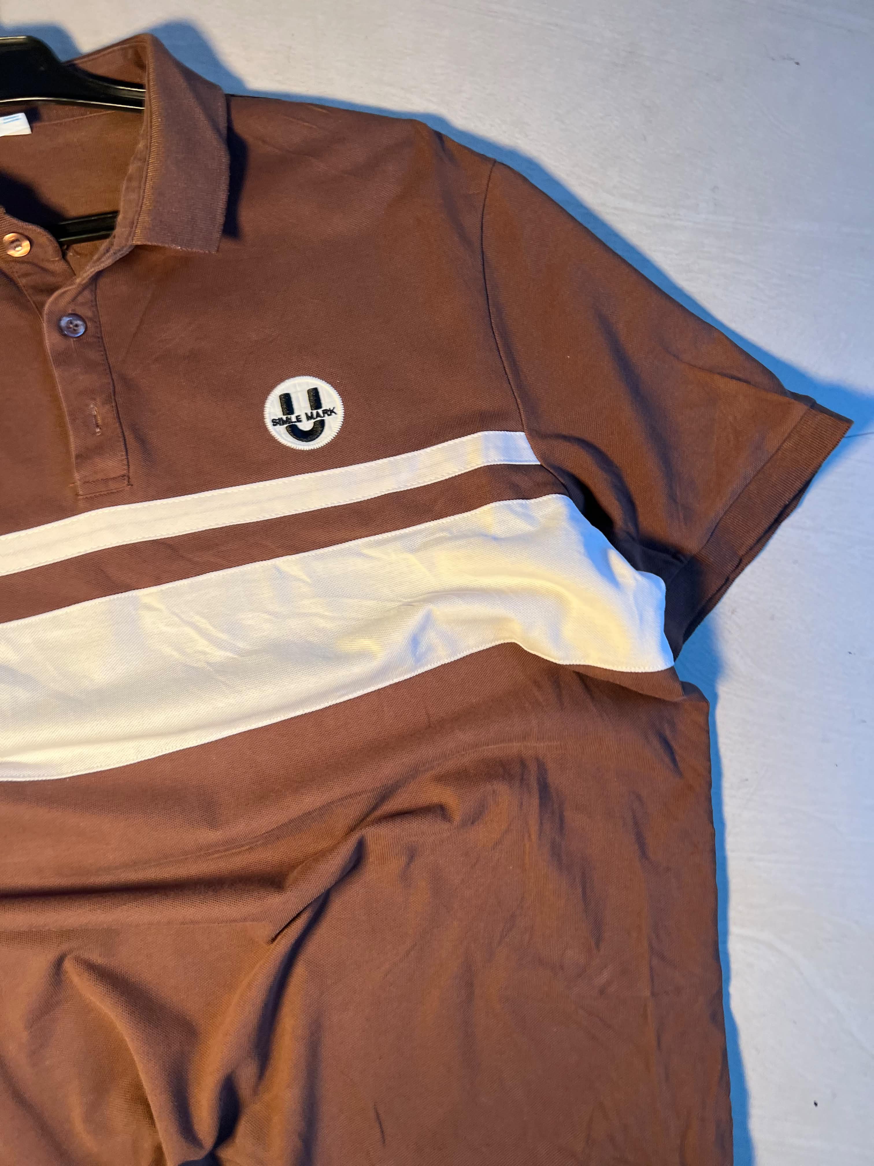Vintage Brown Stripe Polo T-Shirt – Classic Retro Casual Fit