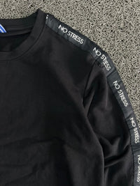 Crew Neck Sweatshirt with “No Stress” Sleeve Tape Detail