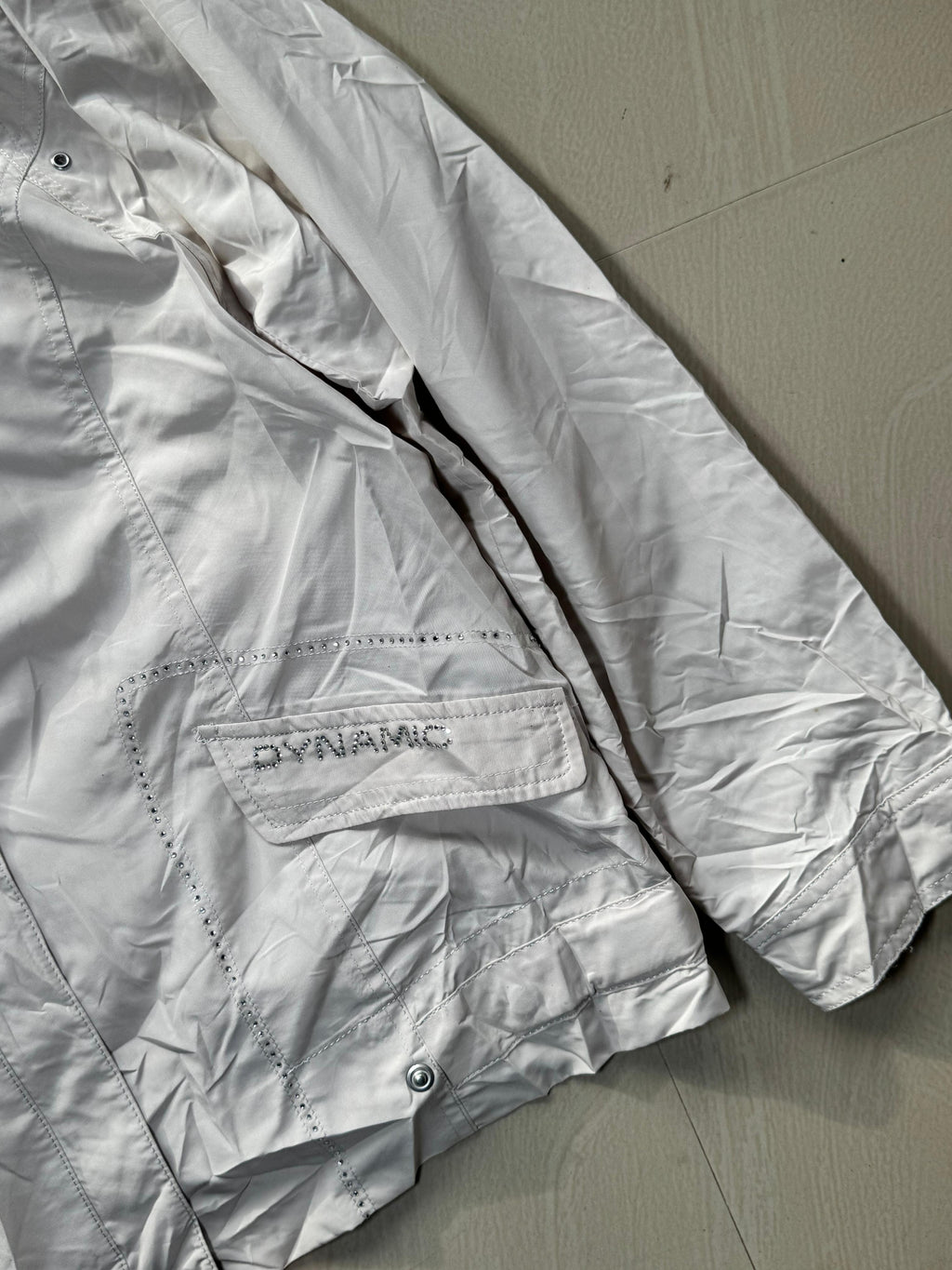 White Lightweight Stand Collar Utility Jacket | Full Sleeve Zip-Up Casual Windbreaker