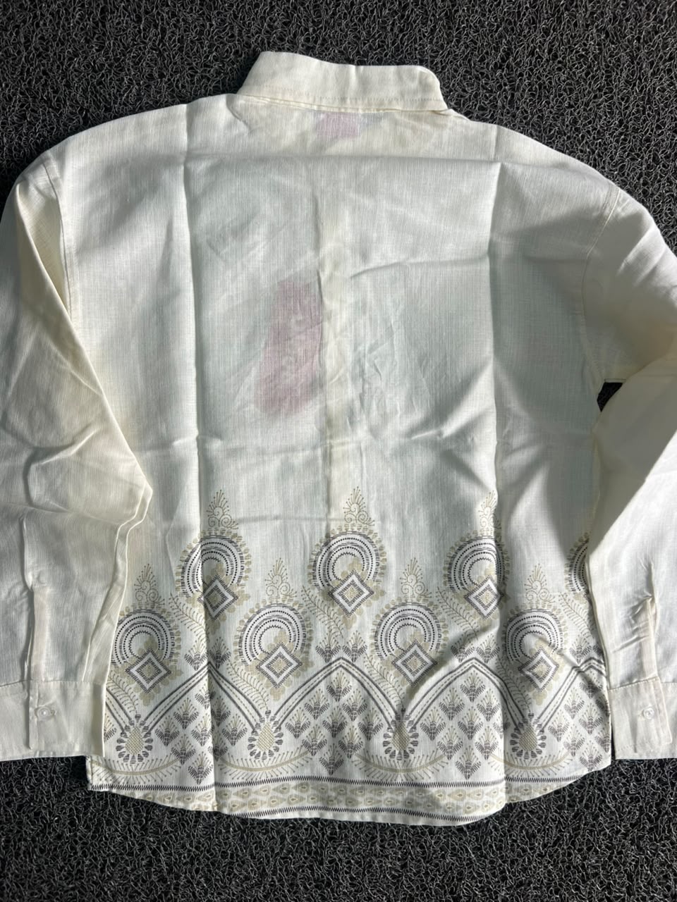 Qlood Cream Printed Button-Down Casual Shirt – Full Sleeve
