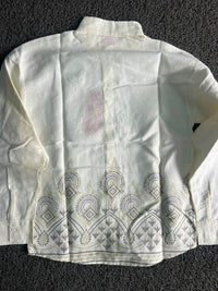 Qlood Cream Printed Button-Down Casual Shirt – Full Sleeve