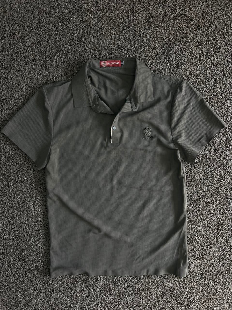 Textured Polo T-Shirt with Button Placket