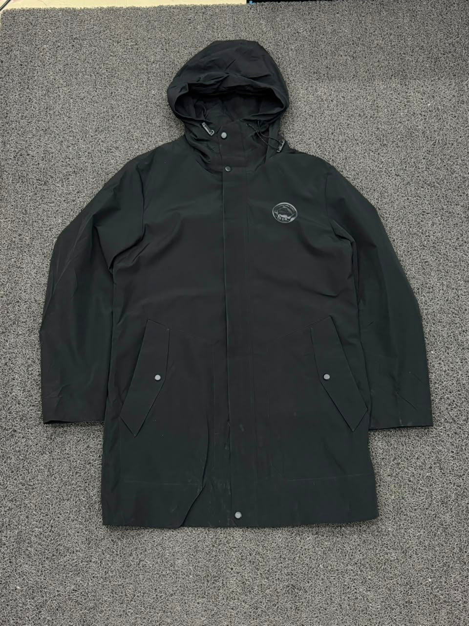 Men's Black Hooded Waterproof Parka Jacket – Lightweight Windbreaker Rain Coat