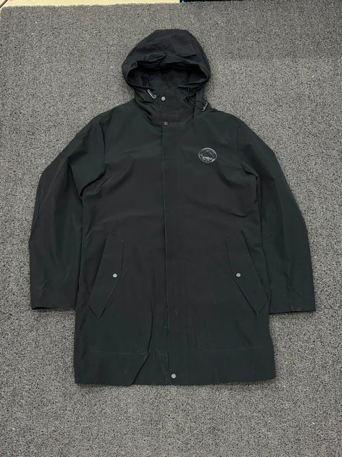 Men's Black Hooded Waterproof Parka Jacket – Lightweight Windbreaker Rain Coat