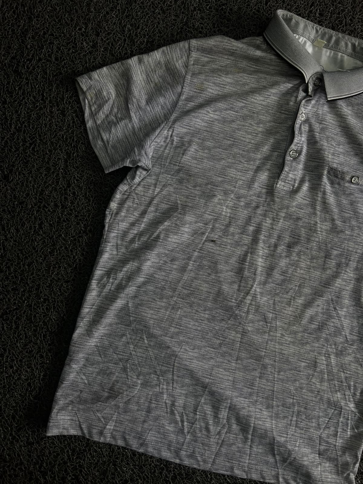 Marled Short Sleeve Polo Shirt with Button Placket & Chest Pocket