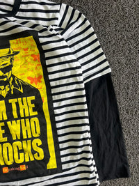 Black & White Striped Graphic T-Shirt with “Breaking Bad” Front Print