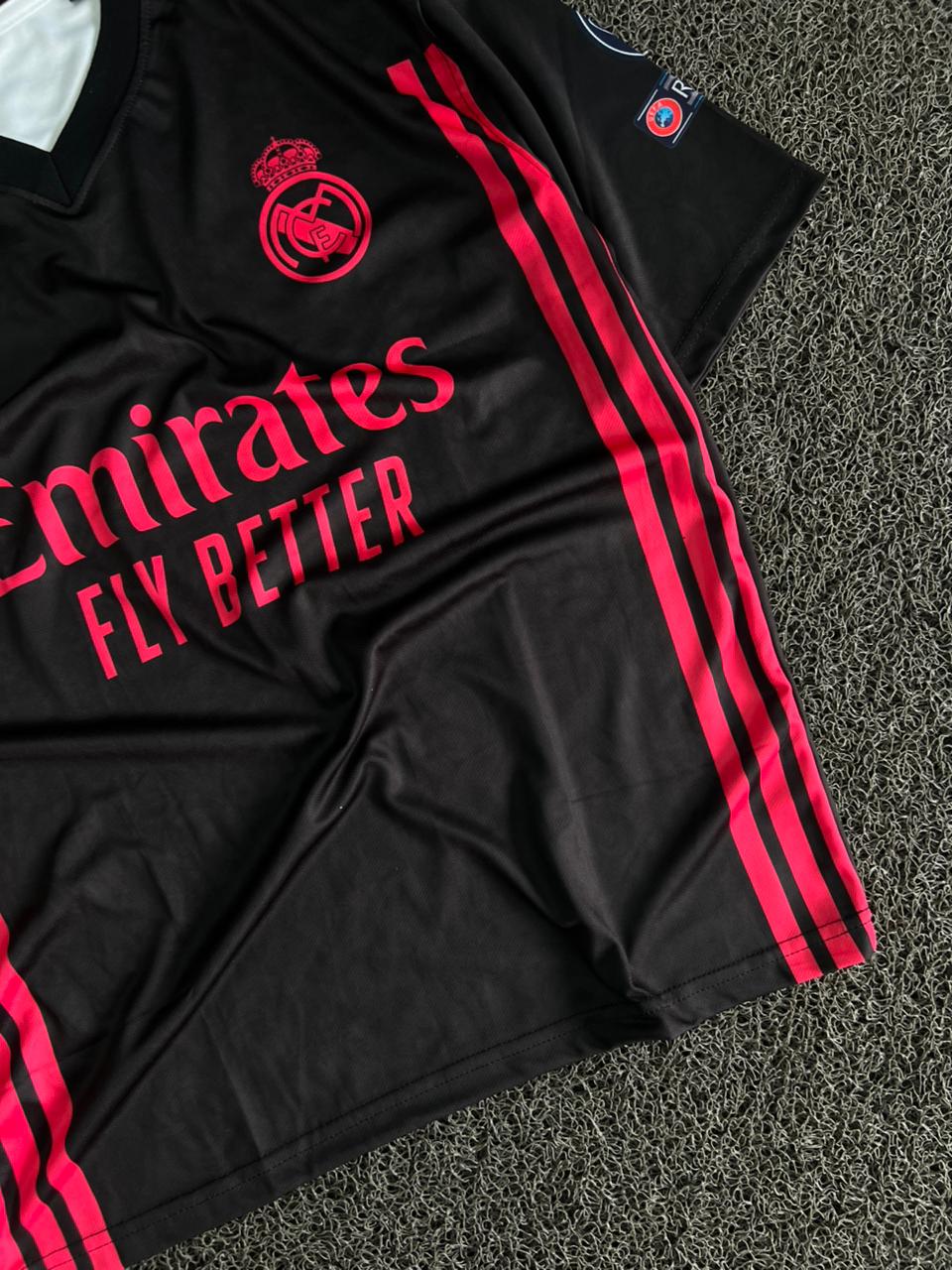 Real Madrid 2020/21 Black Third Jersey – Cristiano Ronaldo #7 | UCL Edition Five Sleeve Jersey