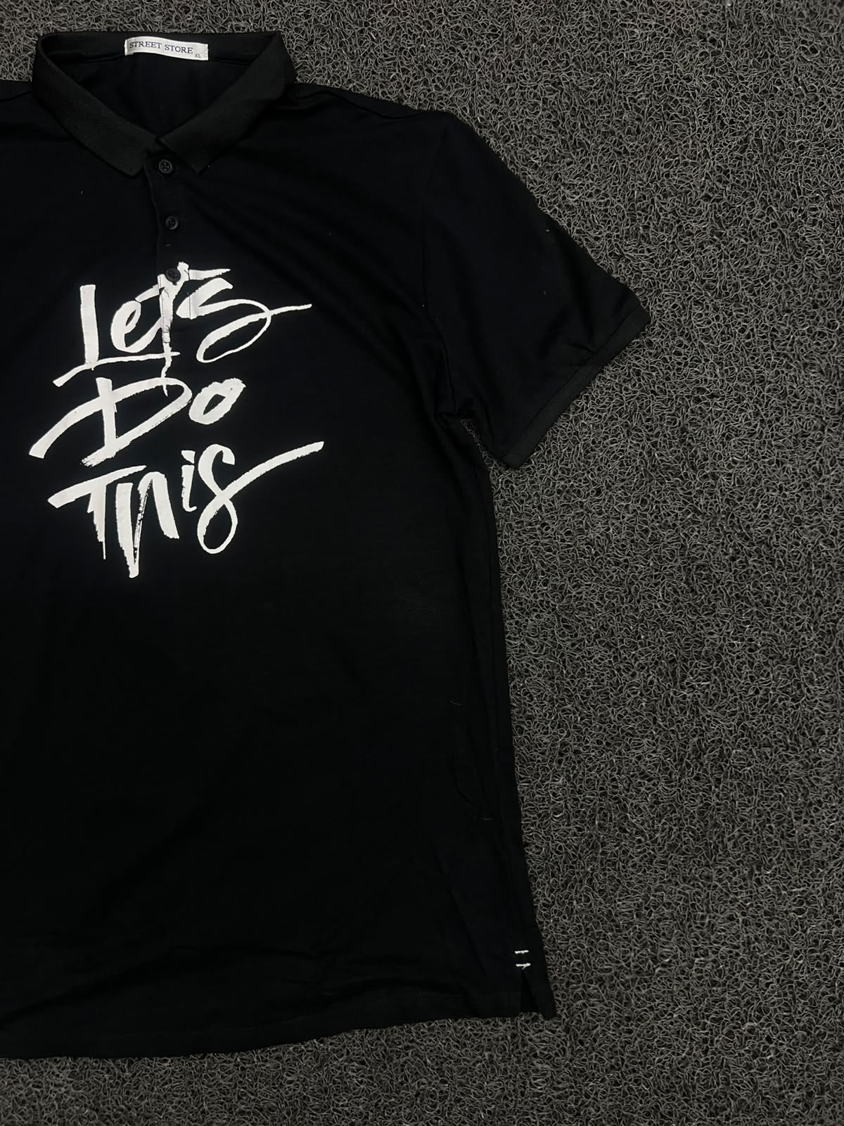 Polo T-Shirt with White “Let It Be” Graphic Print
