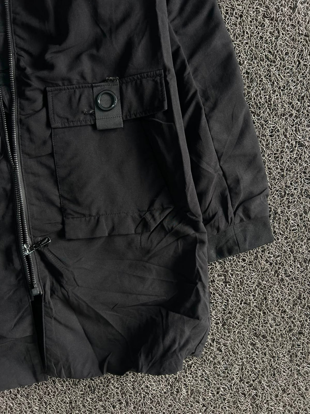 Black Hooded Utility Parka Jacket ⚠️ No Front Zip – Lightweight Zip-Up Outdoor Coat