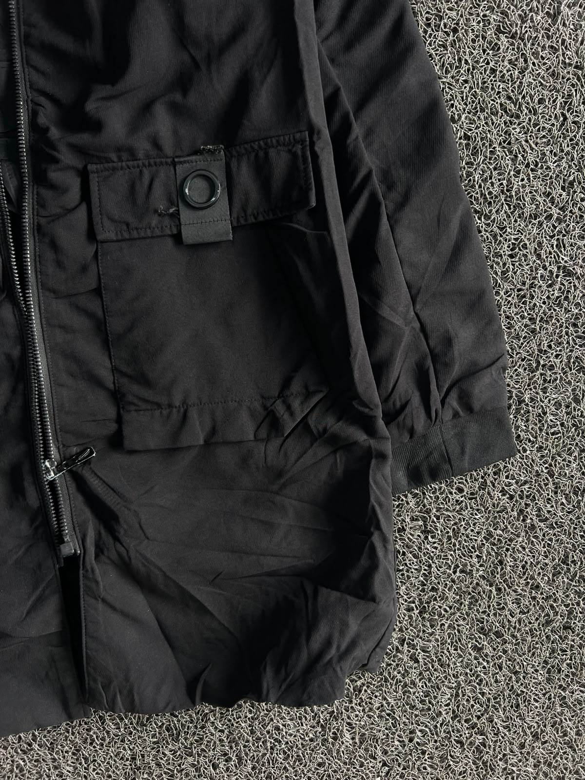 Black Hooded Utility Parka Jacket ⚠️ No Front Zip – Lightweight Zip-Up Outdoor Coat