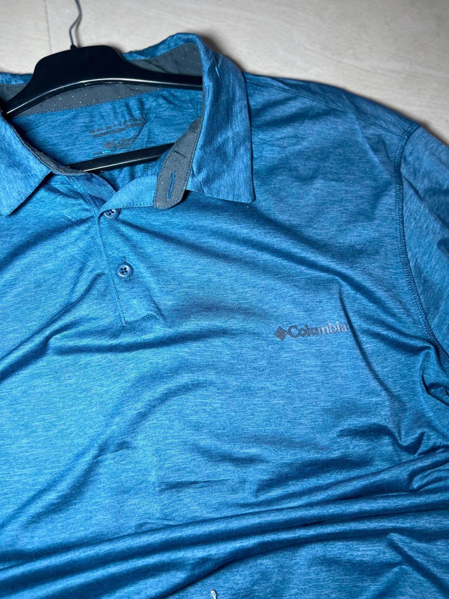 Vintage Columbia Blue Performance Polo T-Shirt