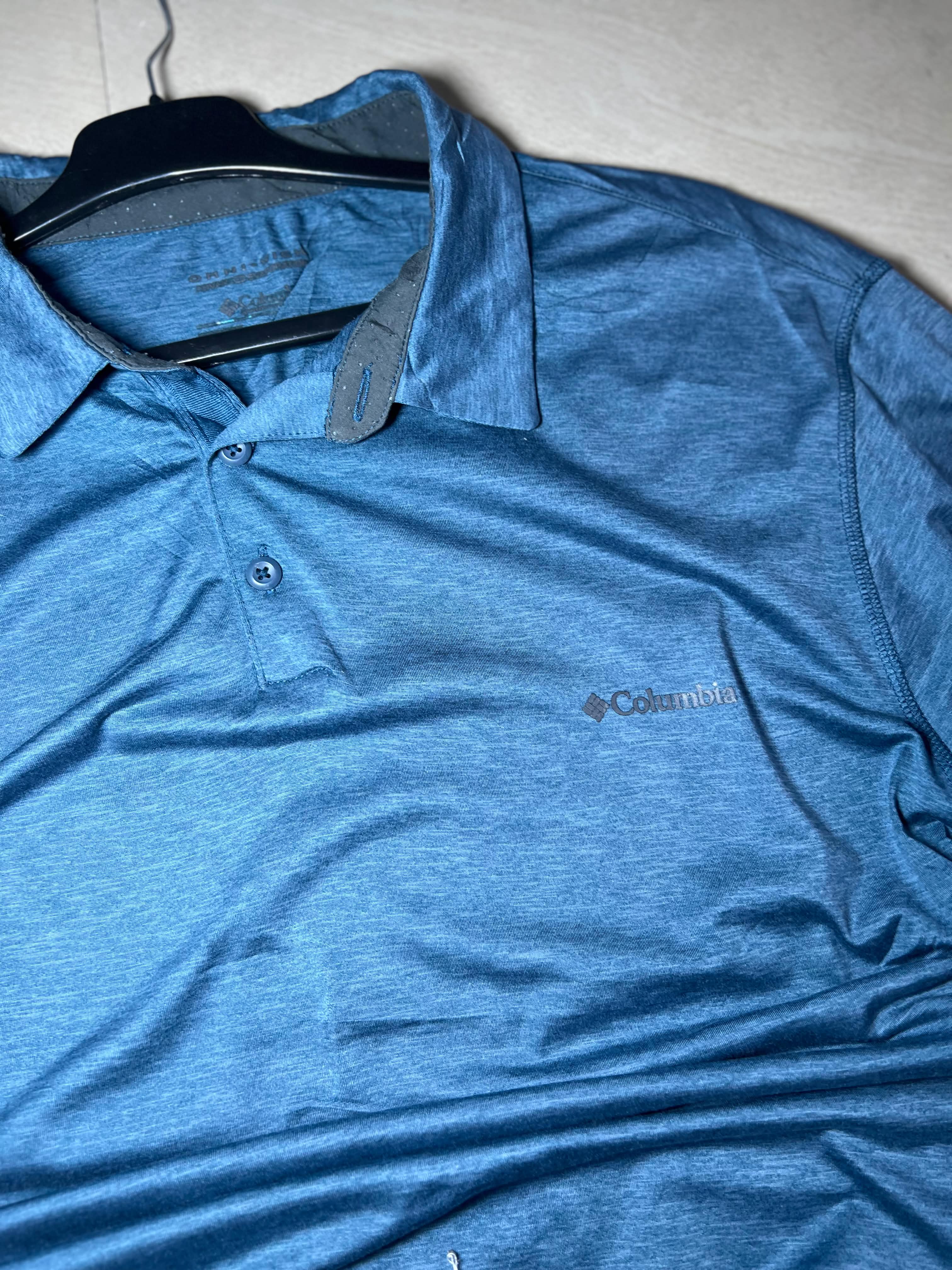 Vintage Columbia Blue Performance Polo T-Shirt