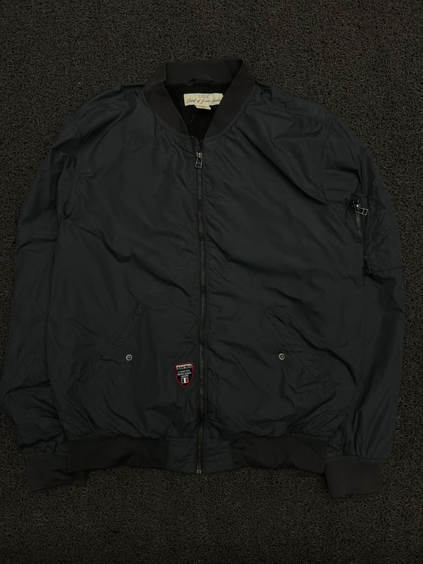 Vintage Bomber Jacket with Zip Pockets & Ribbed Cuffs
