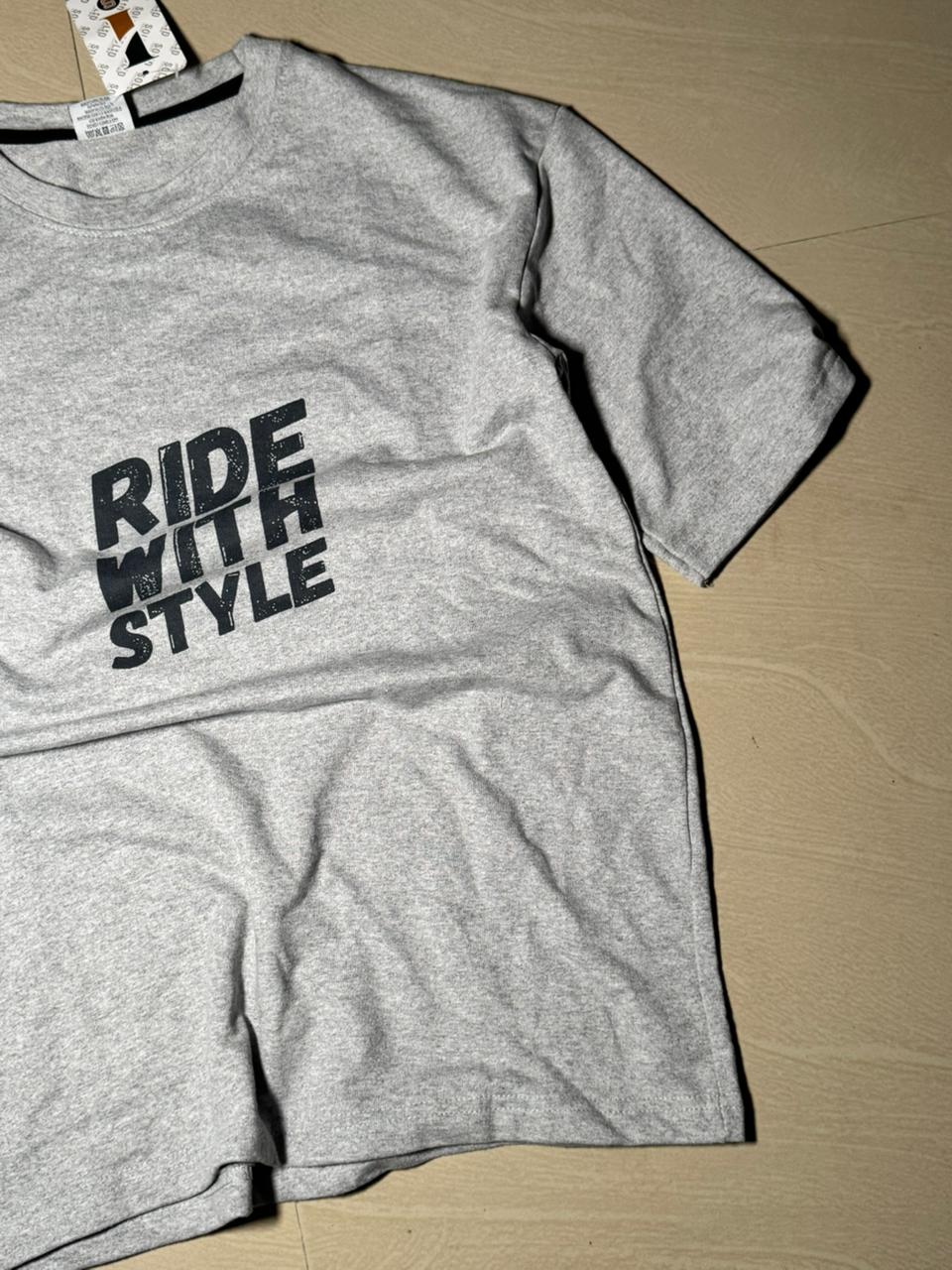 Ride With Style Graphic Grey T-Shirt