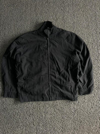 Black Minimalist Zip-Up Harrington Jacket