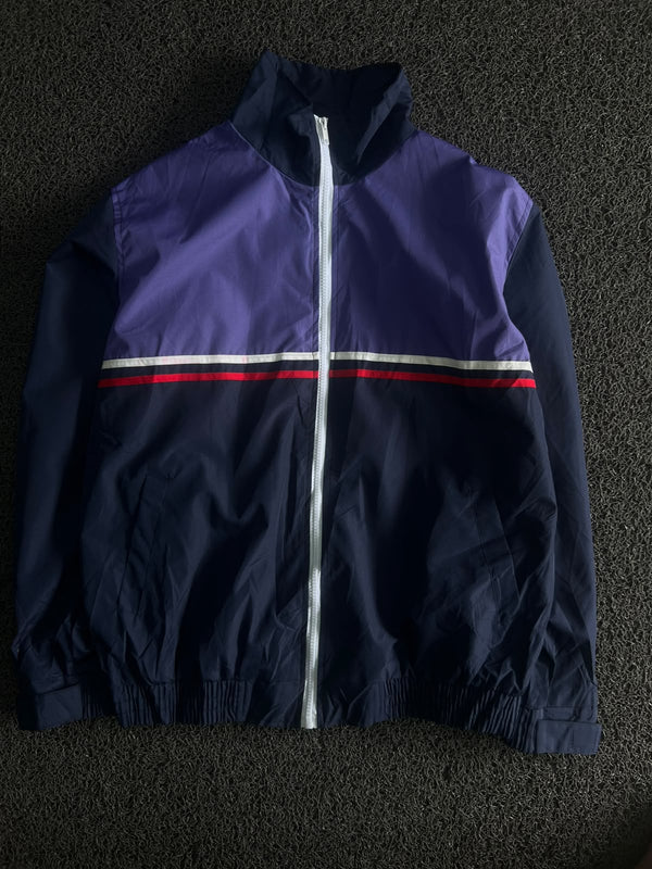 Vintage Colorblock Track Jacket with Stripe Detail