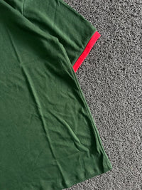 Green T-Shirt with Contrast Red Collar & Sleeve Trim