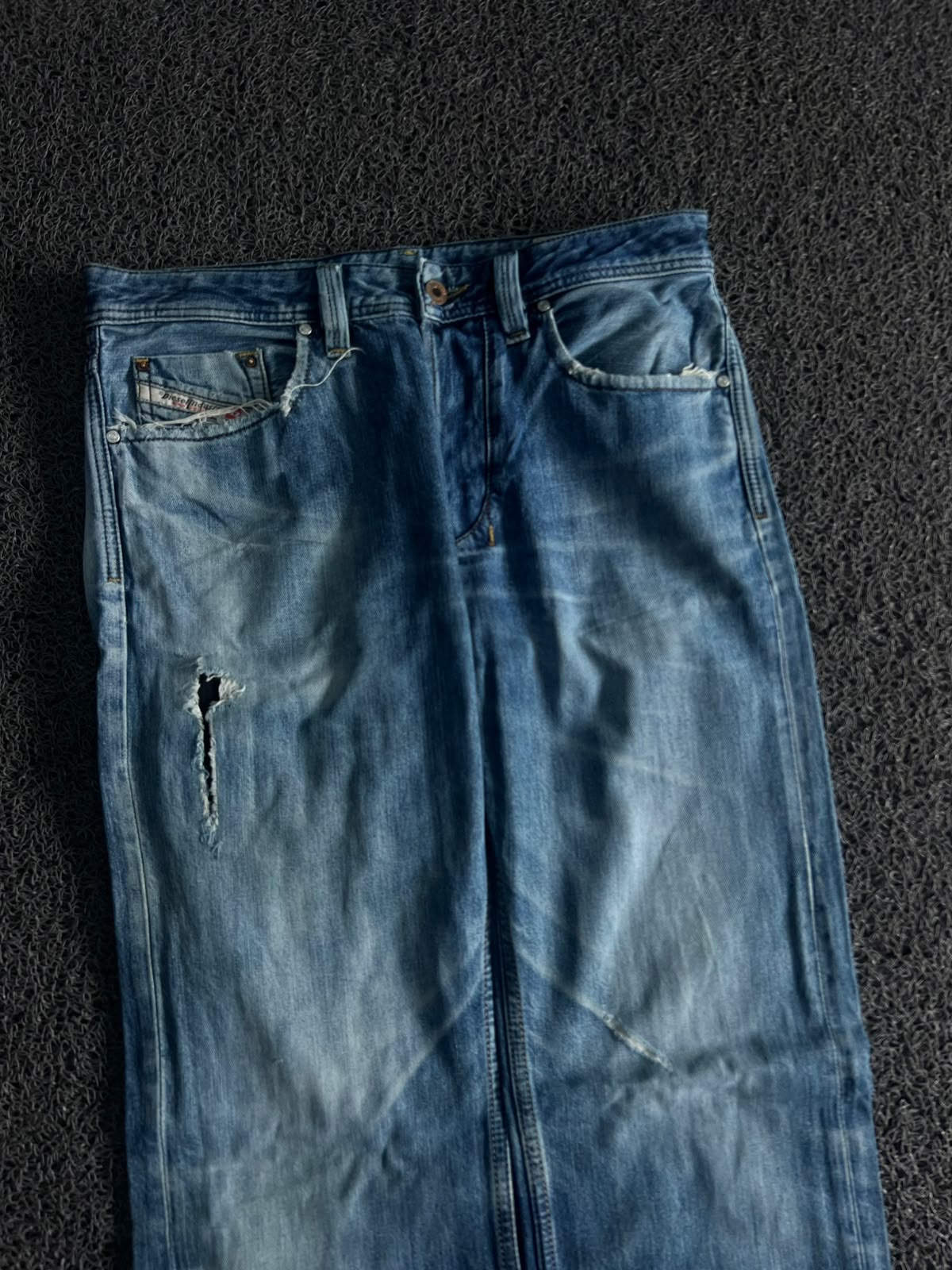 Diesel Distressed Blue Wide Leg Denim Jeans ⚠️ Small Damage