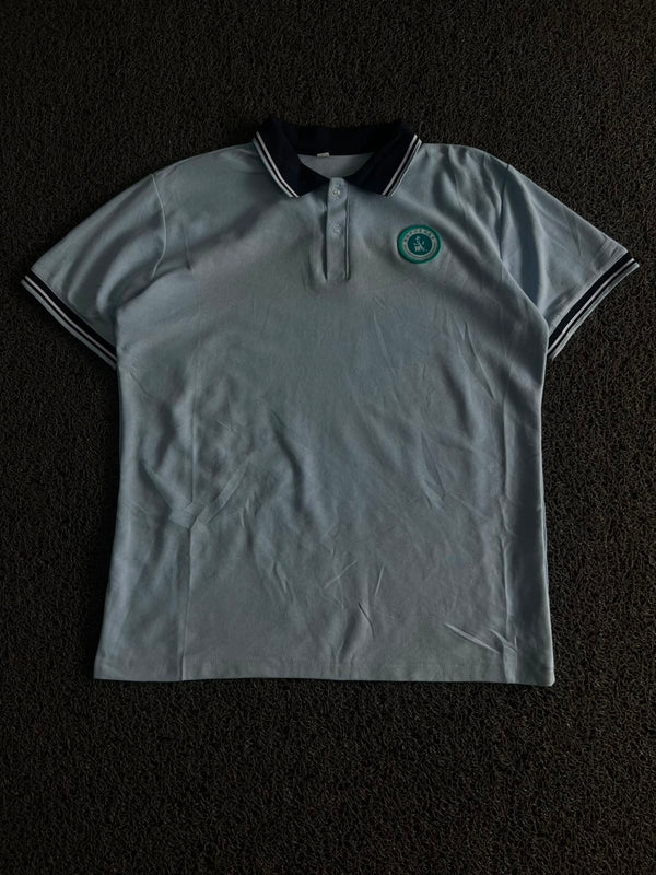 Vintage Polo T-Shirt with Navy Contrast Collar | Classic Retro Casual Wear