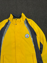 Vintage Yellow & Navy Reflective Outdoor Rain Jacket | Windbreaker Utility Coat
