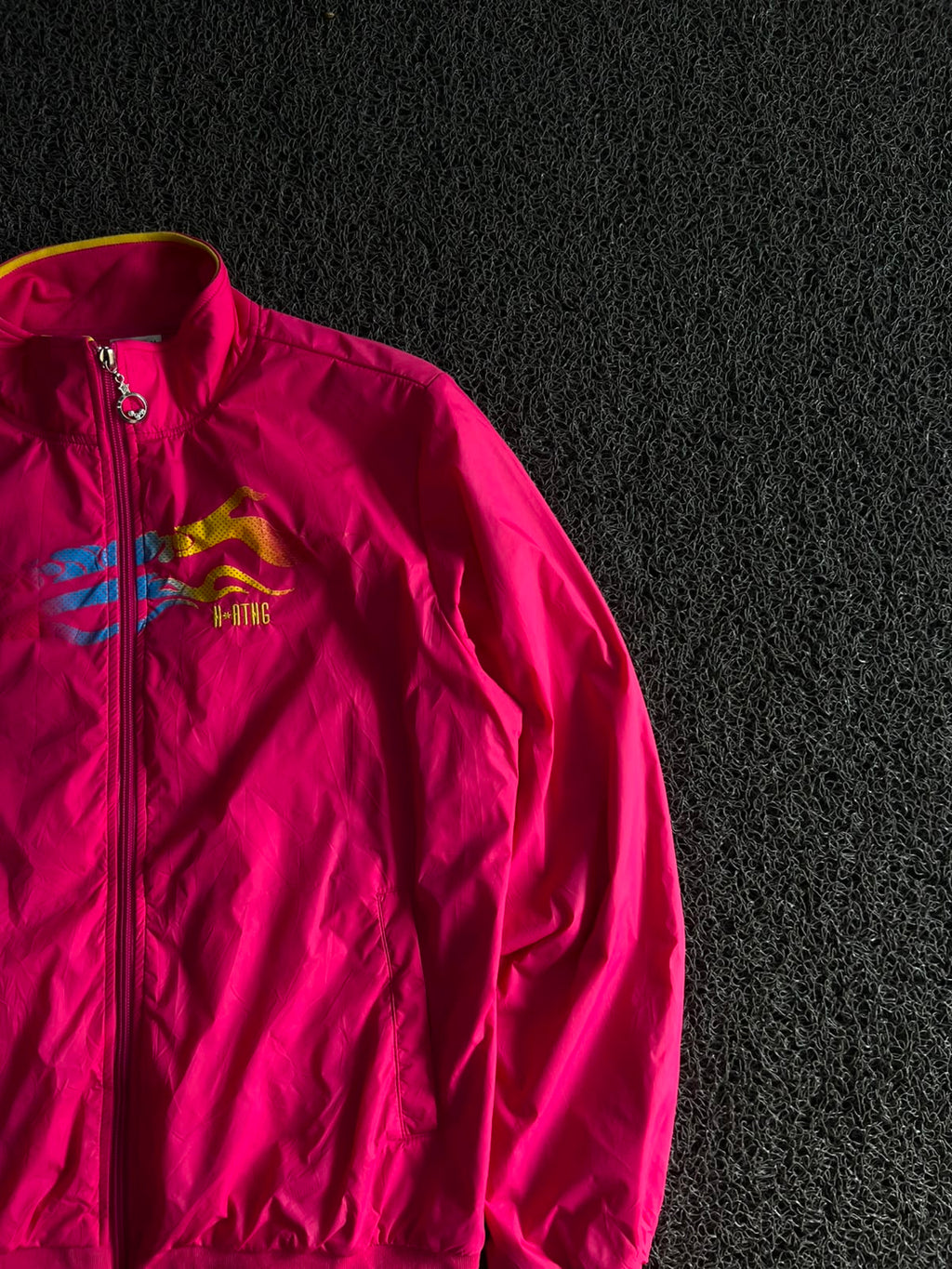 Vintage Athlétic Neon Pink Full Zip Track Jacket – Retro 90s Windbreaker Sportswear