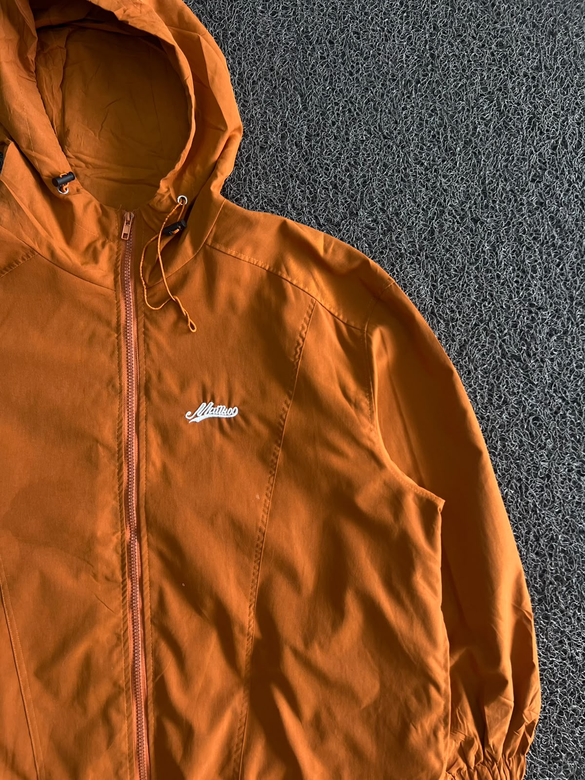 Orange Hooded Windbreaker Jacket | Lightweight Full-Zip Outdoor Jacket