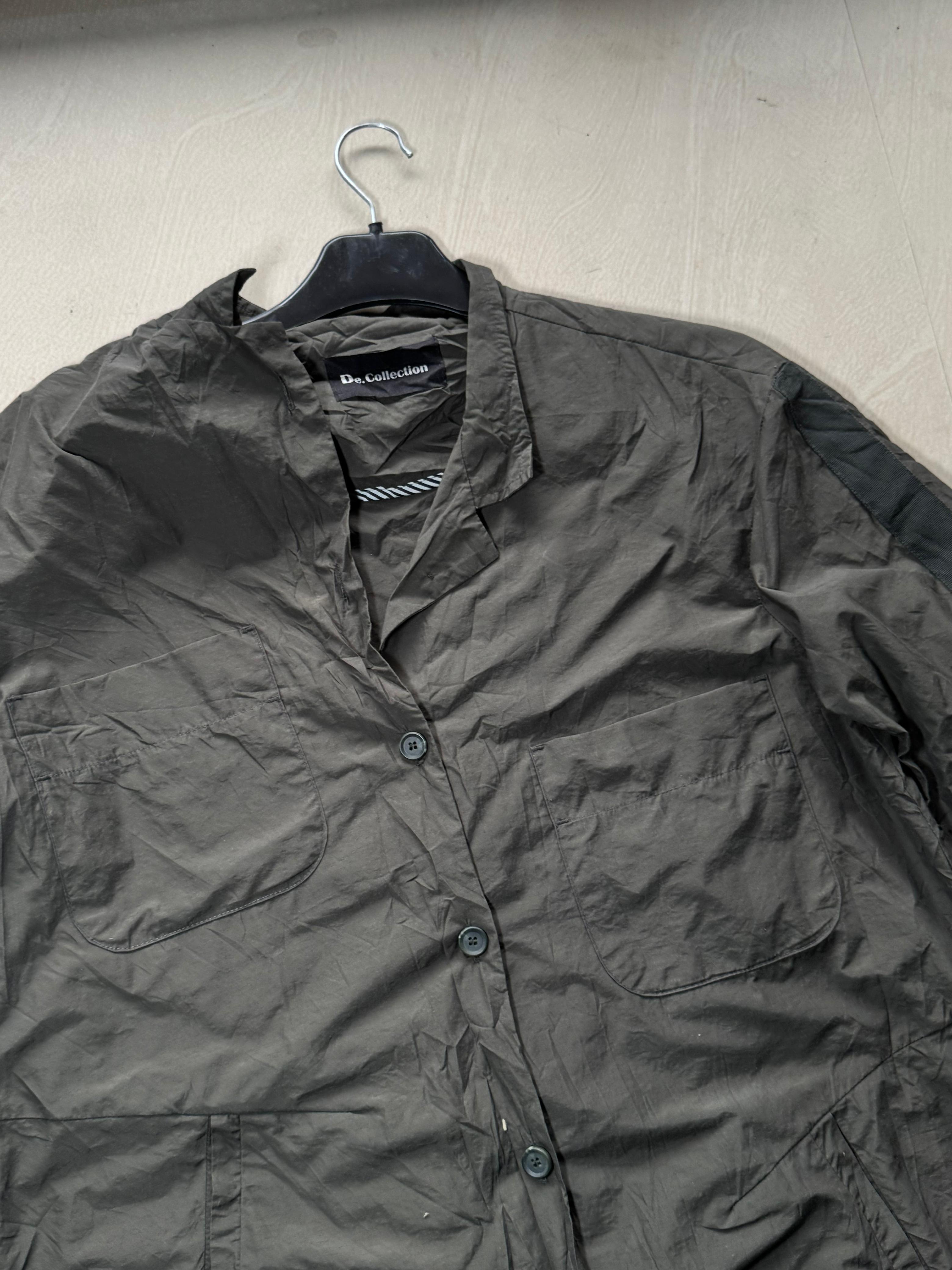 Black Oversized Half Sleeve Utility – Lightweight Button-Up Casual Jacket with Dual Pockets