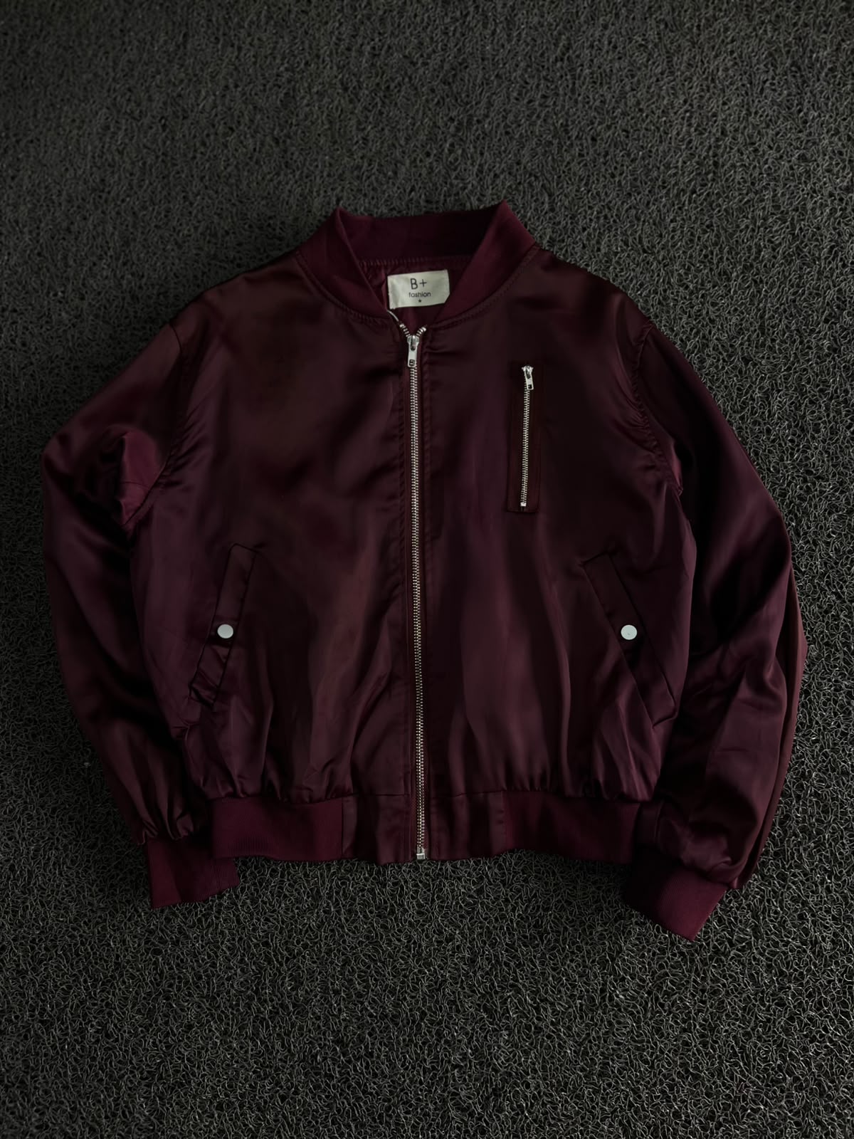 Bomber Jacket with Front Zip & Utility Pocket