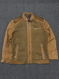 Brown Textured Zip-Up Casual Jacket