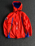 Red & Blue Hooded Windbreaker Jacket – Lightweight Outdoor Shell