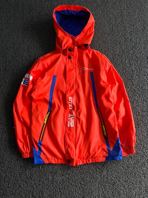 Red & Blue Hooded Windbreaker Jacket – Lightweight Outdoor Shell