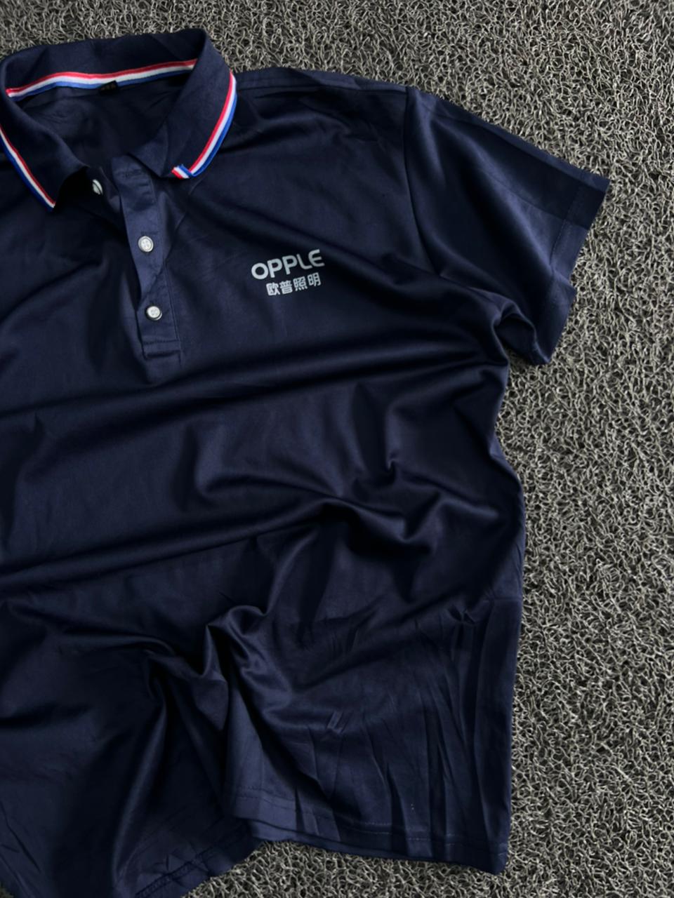 Navy Blue Performance Polo T-Shirt with Contrast Tipped Collar
