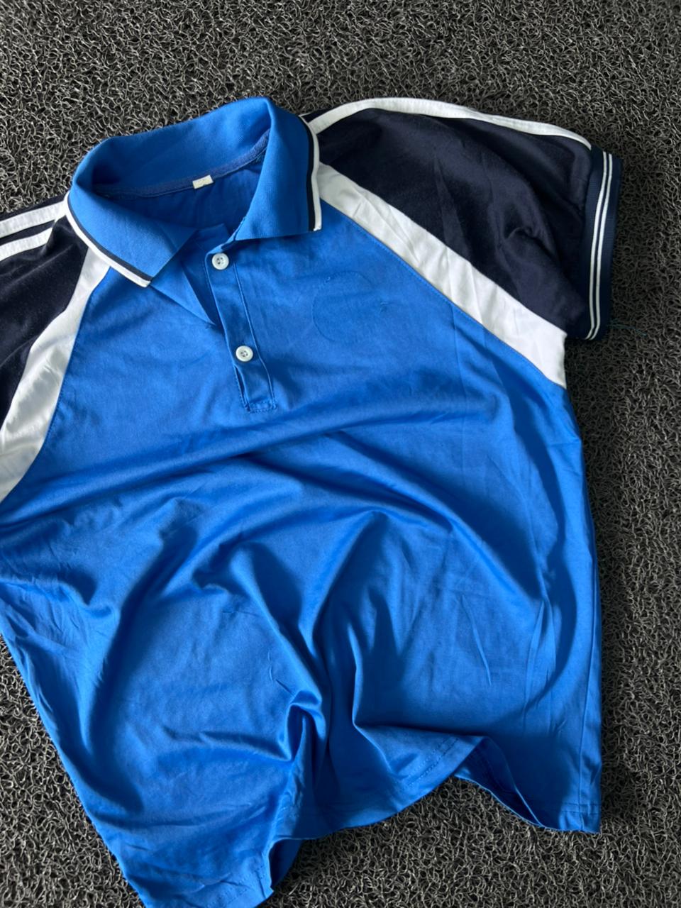 Men's Royal Blue Sports Polo T-Shirt with Navy & White Contrast Raglan Sleeves