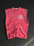 Pink Acid Wash Sleeveless Graphic T-Shirt – Vintage Streetwear Cotton Tee