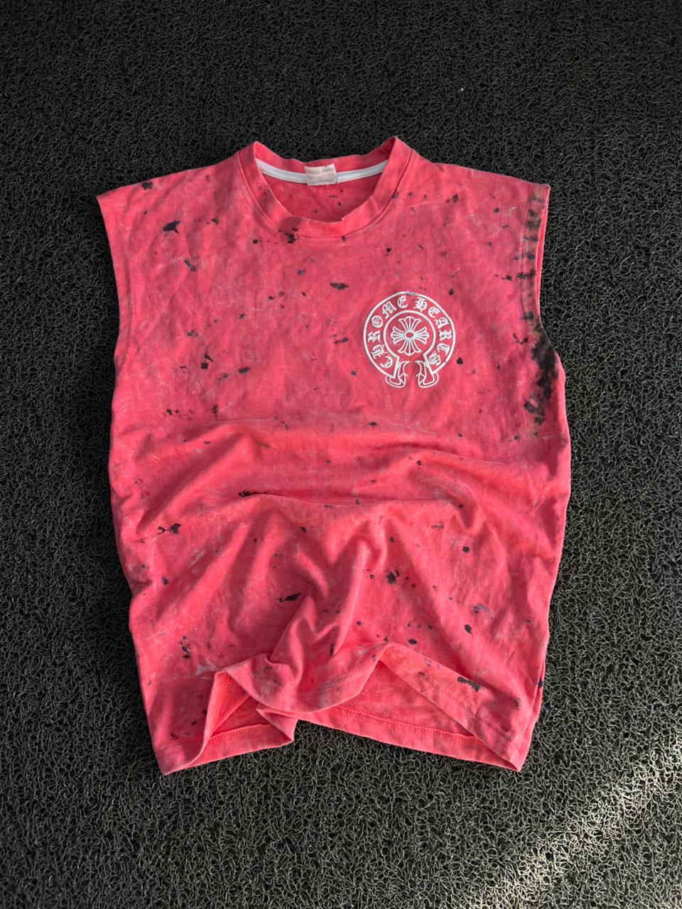 Pink Acid Wash Sleeveless Graphic T-Shirt – Vintage Streetwear Cotton Tee